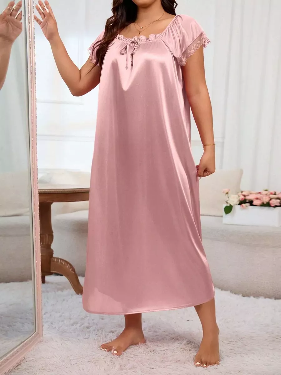 Vecrozā naktskrekls ar mežģīni, lielie izmēri i-veikalā jandase.lv