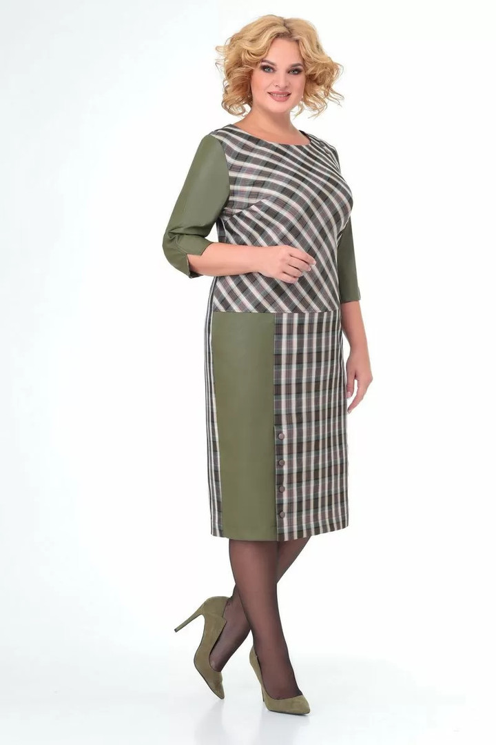 Zaļi rūtaina kleita, lielie izmēri i-veikalā jandase.lv