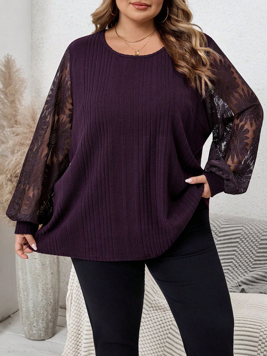 Tunika ar mežģīņu piedurknēm, lielie izmēri i-veikalā jandase.lv