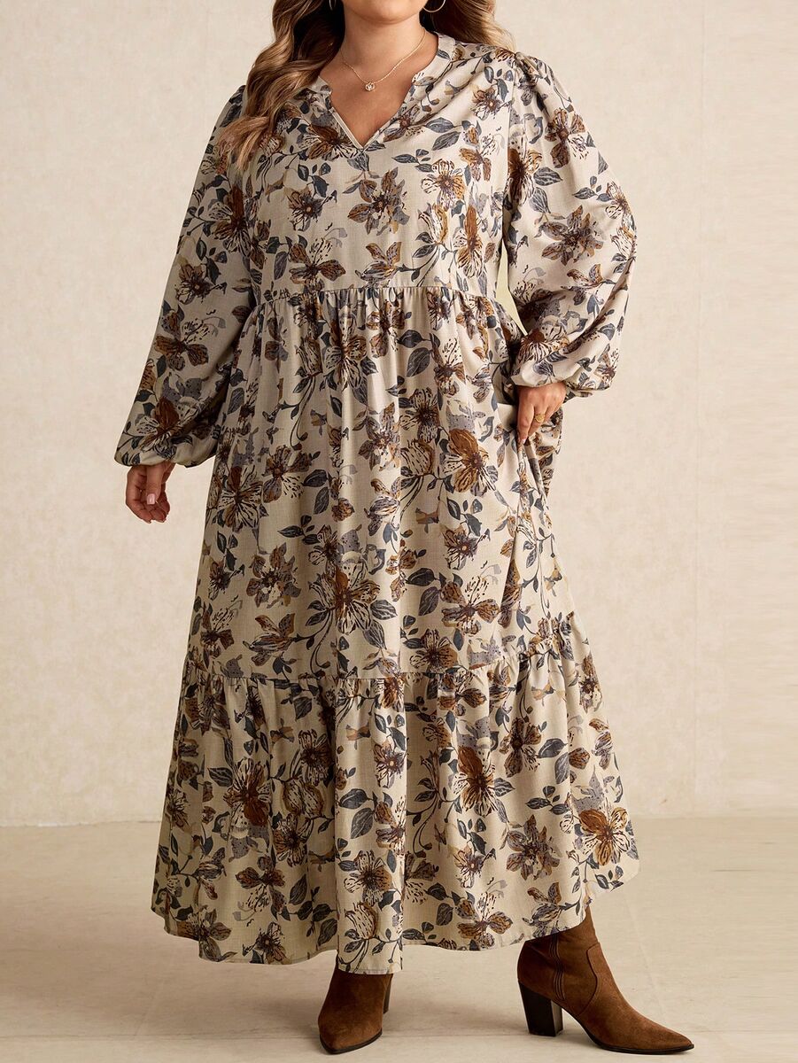 Kleita ar ziedu rakstu, lielie izmēri i-veikalā jandase.lv