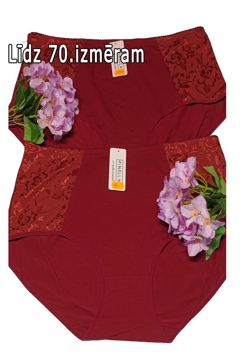 Tumši sarkanas kokvilnas apakšbiksītes, lielie izmēri i-veikalā jandase.lv