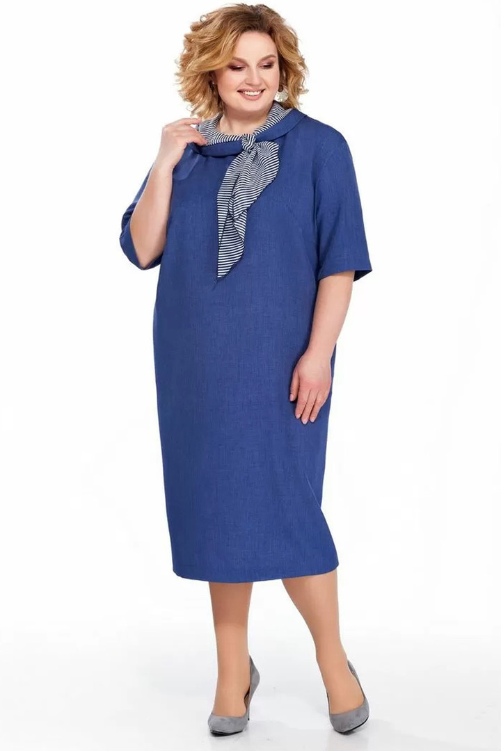 NAV PIEEJAMS | Недоступен | Out Of Stock Rudzupuķu zila lina kleita, lielie izmēri i-veikalā jandase.lv
