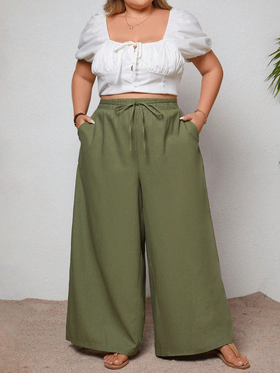 Bikses ar sasienamu jostiņu, lielie izmēri i-veikalā jandase.lv