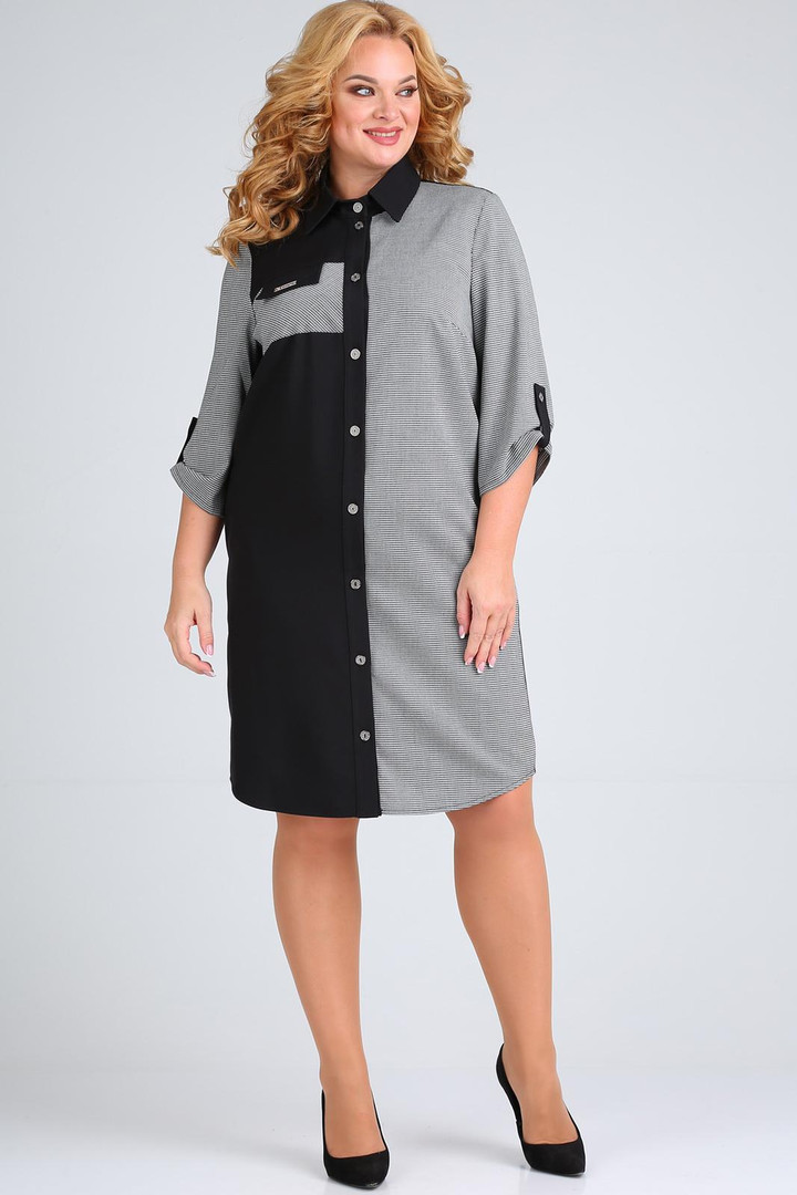 Melna un pelēka kleita, lielie izmēri i-veikalā jandase.lv