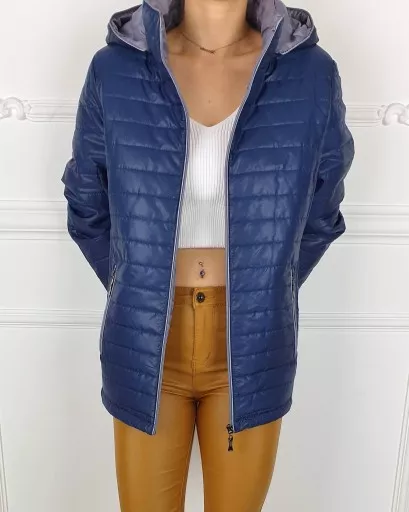 Tumši zila sieviešu kurtka, lielie izmēri i-veikalā jandase.lv