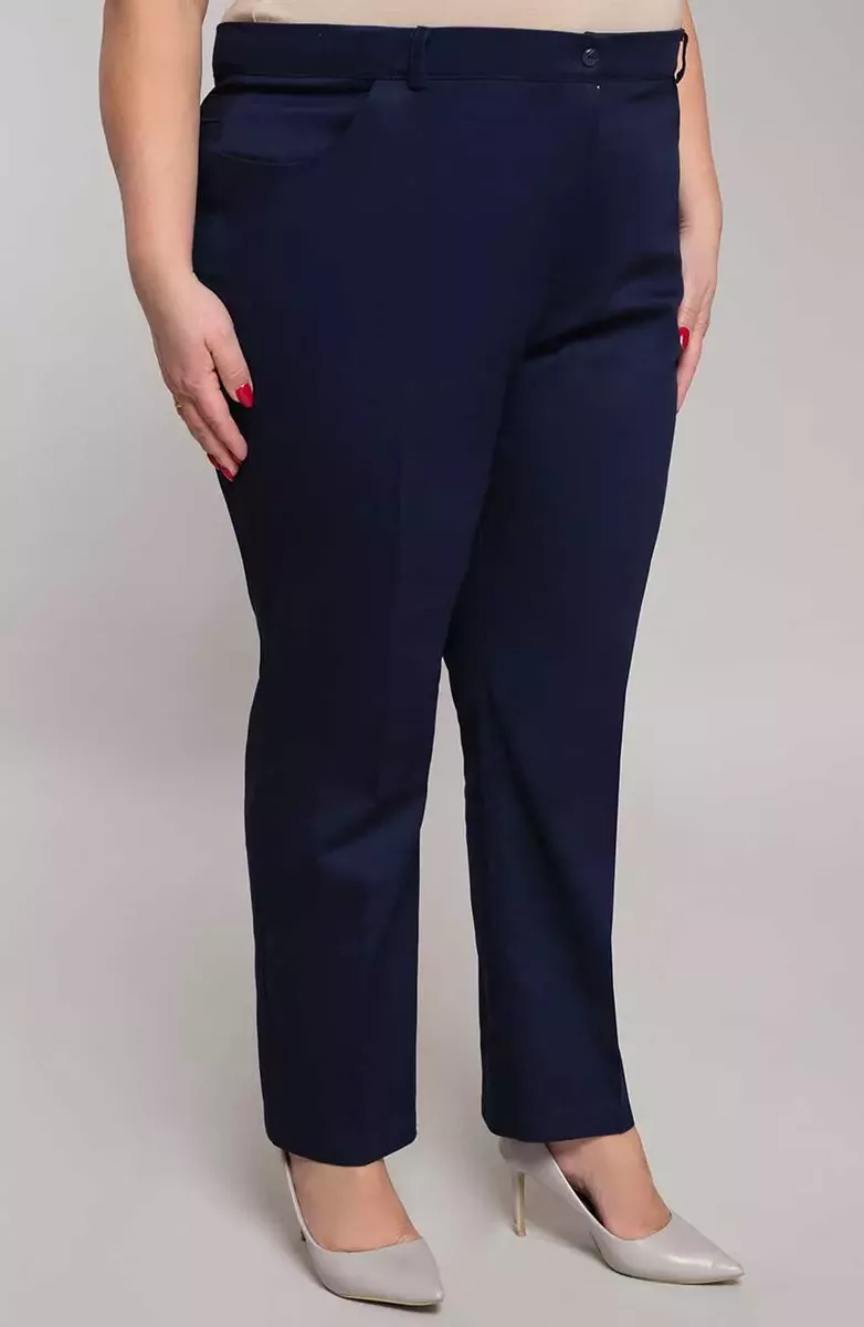 Elegantas, tumši zilas bikses sievietēm, lielie izmēri i-veikalā jandase.lv