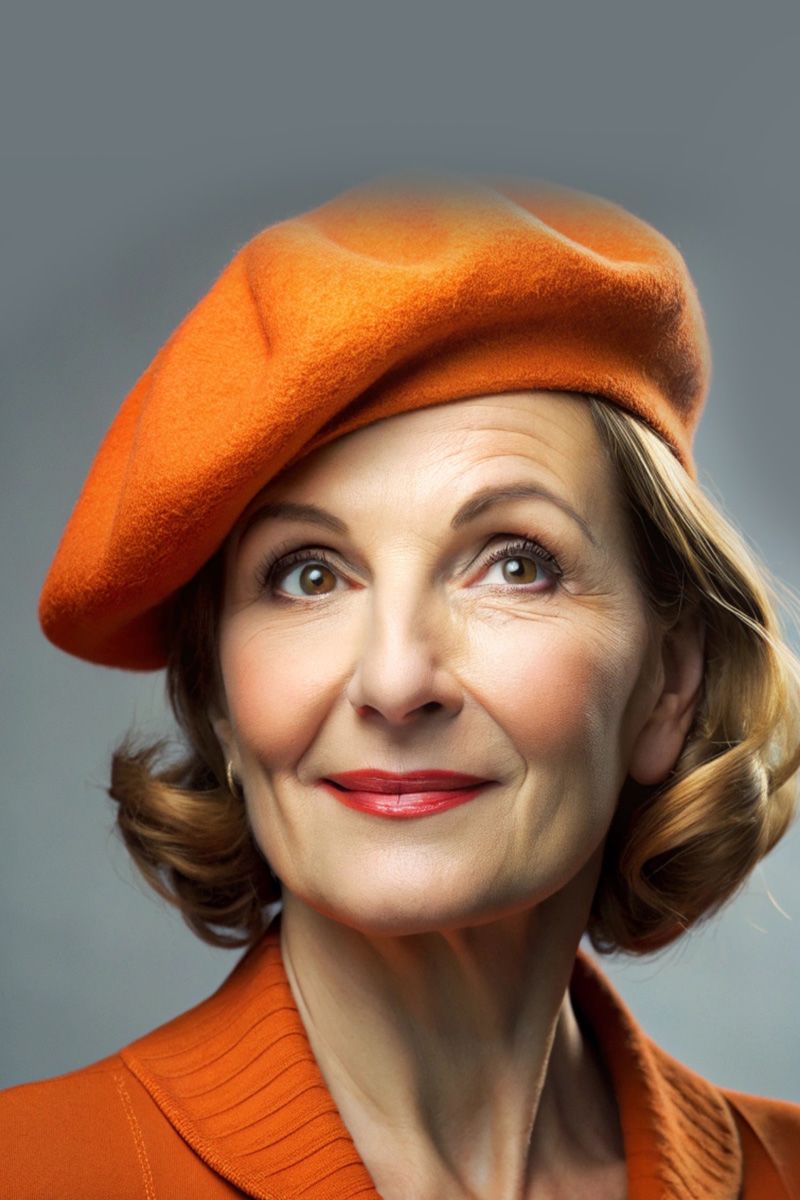 Oranžsarkana berete sievietēm, lielie izmēri i-veikalā jandase.lv