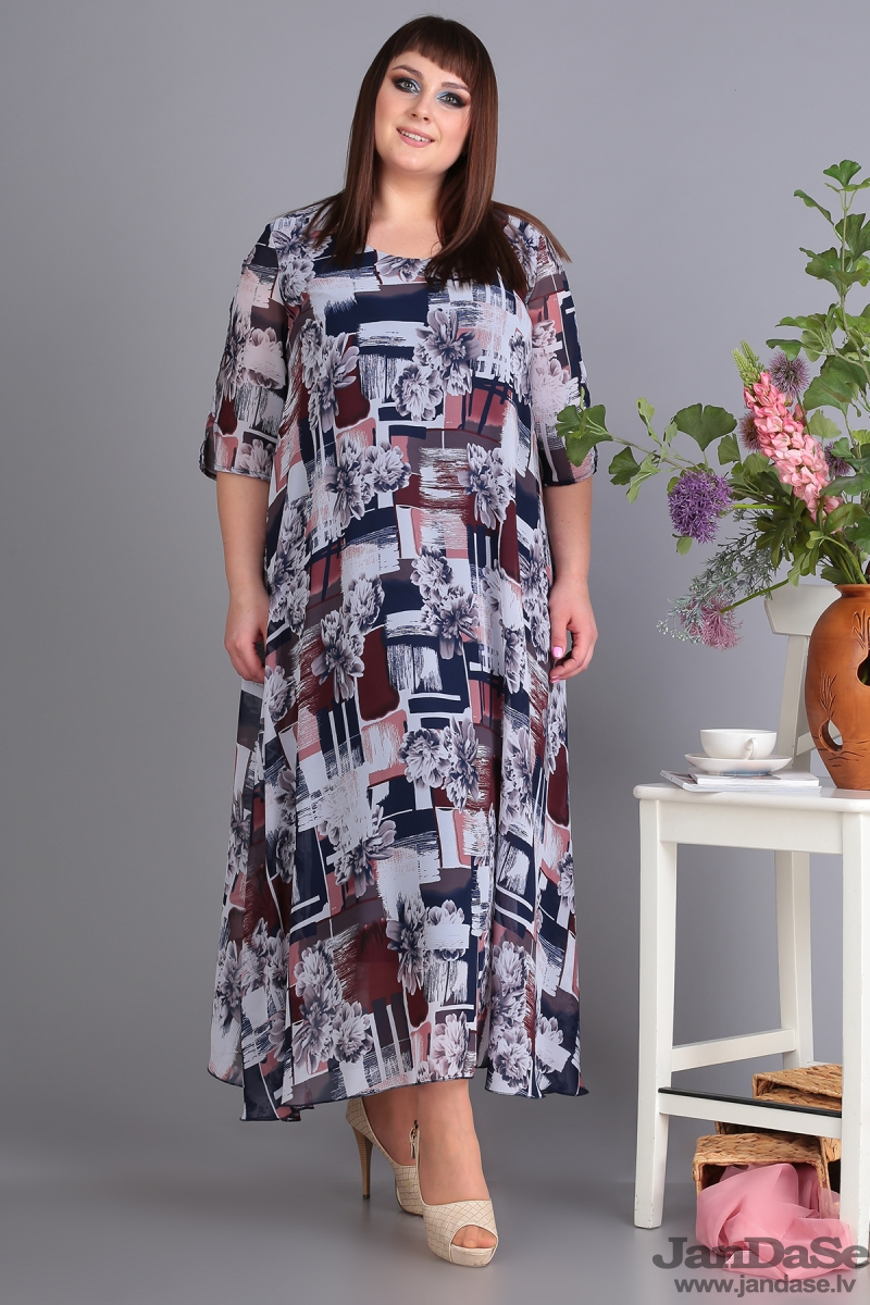 Dažādu rakstu kleita, lielie izmēri i-veikalā jandase.lv