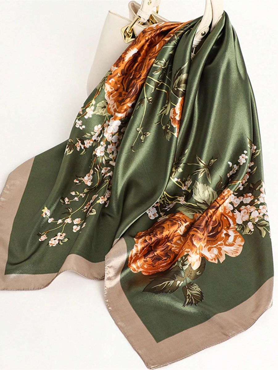 Zīda lakats zaļos toņos, lielie izmēri i-veikalā jandase.lv