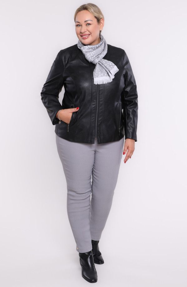 Melna eko ādas virsjaka, lielie izmēri i-veikalā jandase.lv