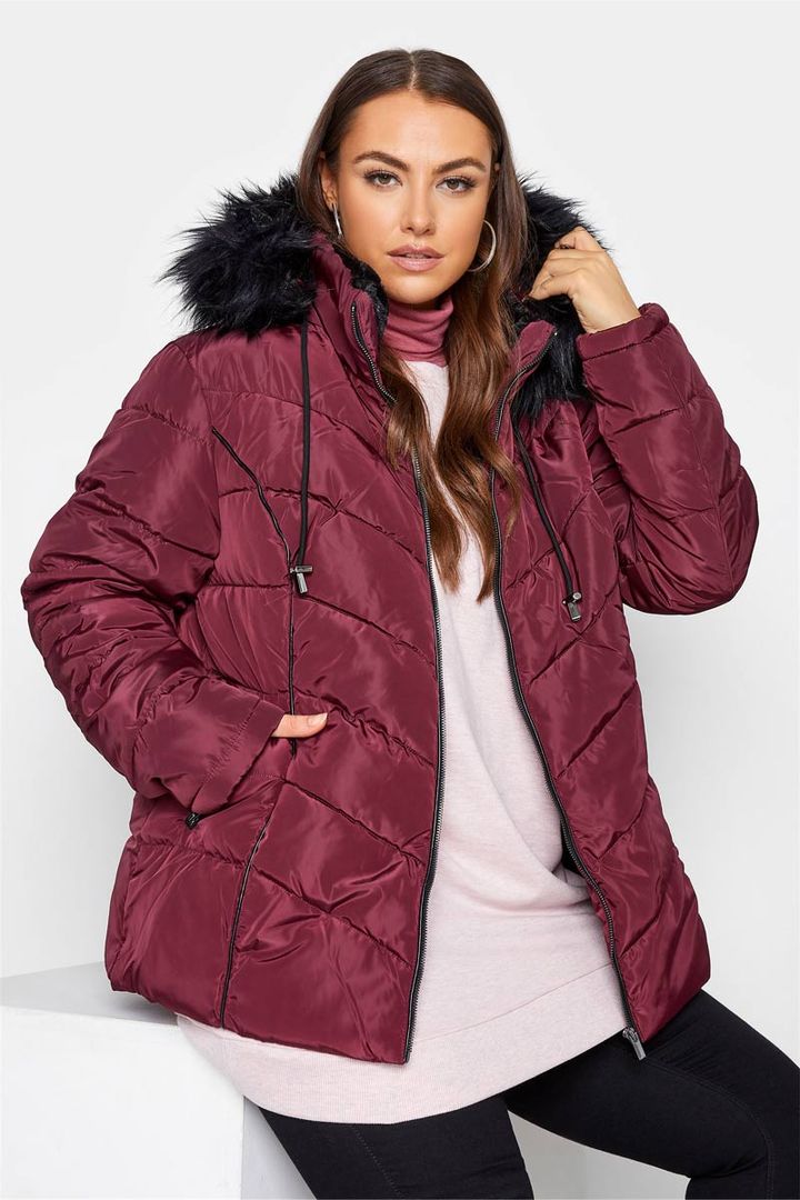 Bordo virsjaka ar kažokādas apkakli, lielie izmēri i-veikalā jandase.lv