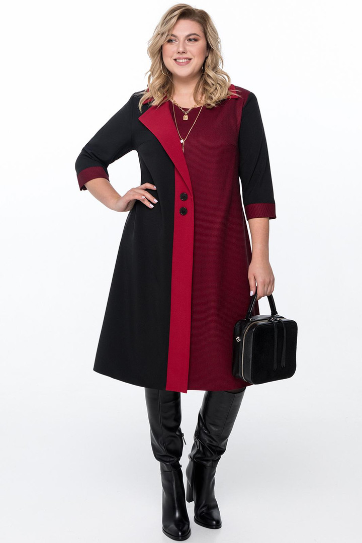 NAV PIEEJAMS | Недоступен | Out Of Stock Bordo un melna paneļu kleita, lielie izmēri i-veikalā jandase.lv