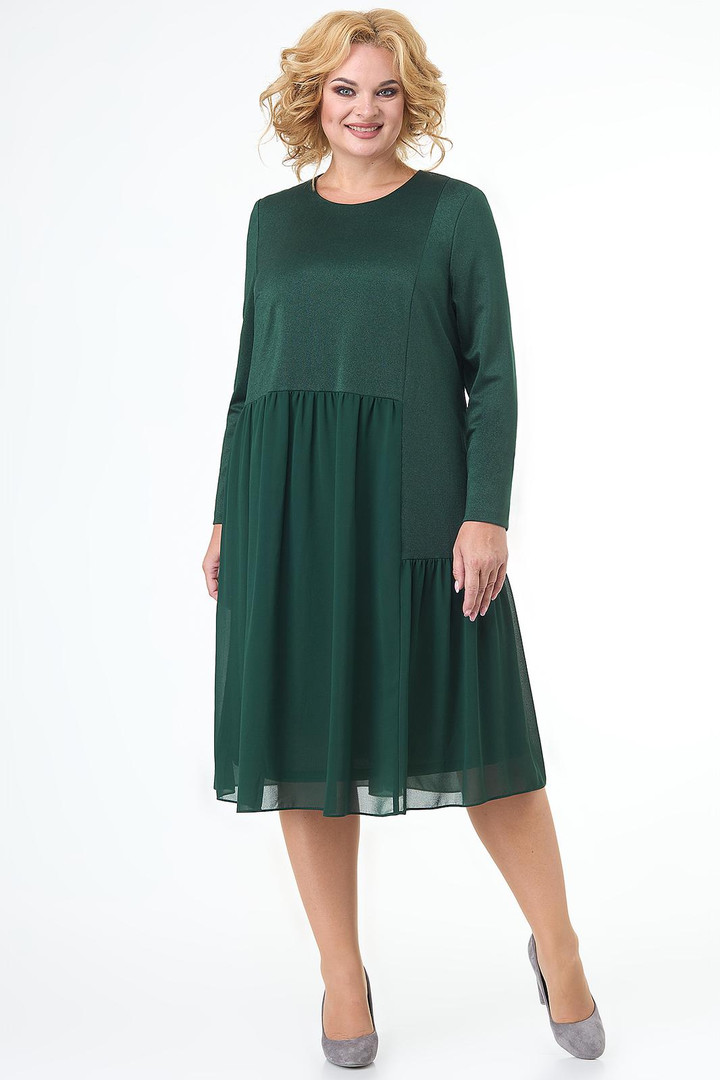 Kleita tumši zaļos toņos, lielie izmēri i-veikalā jandase.lv