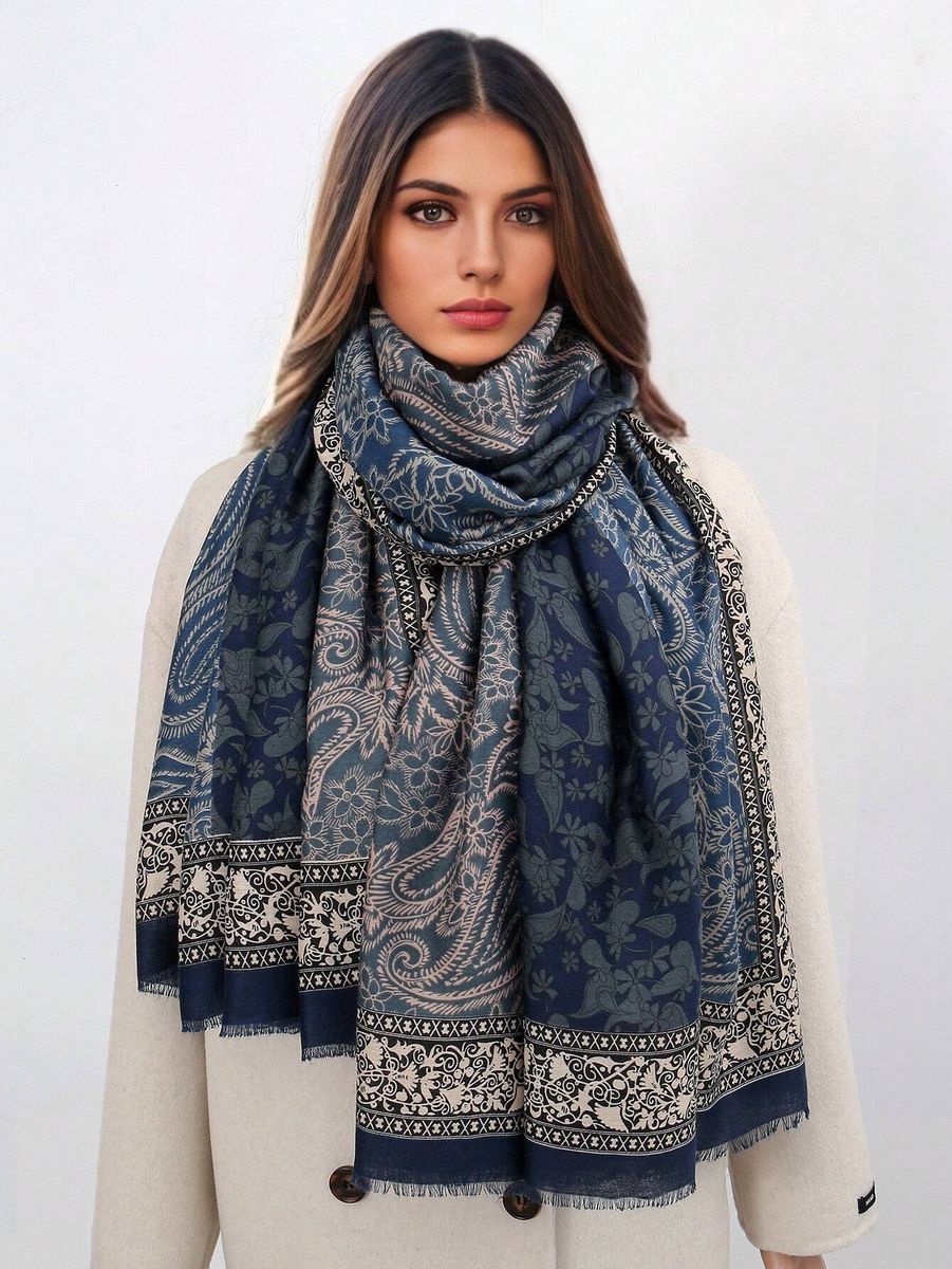 Jauka šalle zilpelēkos toņos, lielie izmēri i-veikalā jandase.lv