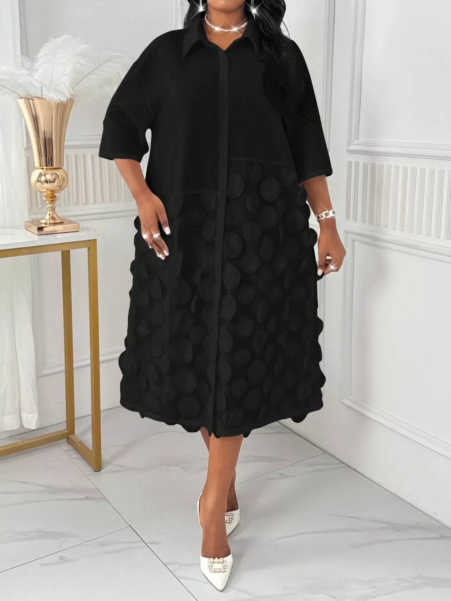 Melna kleita ar aplikāciju, lielie izmēri i-veikalā jandase.lv