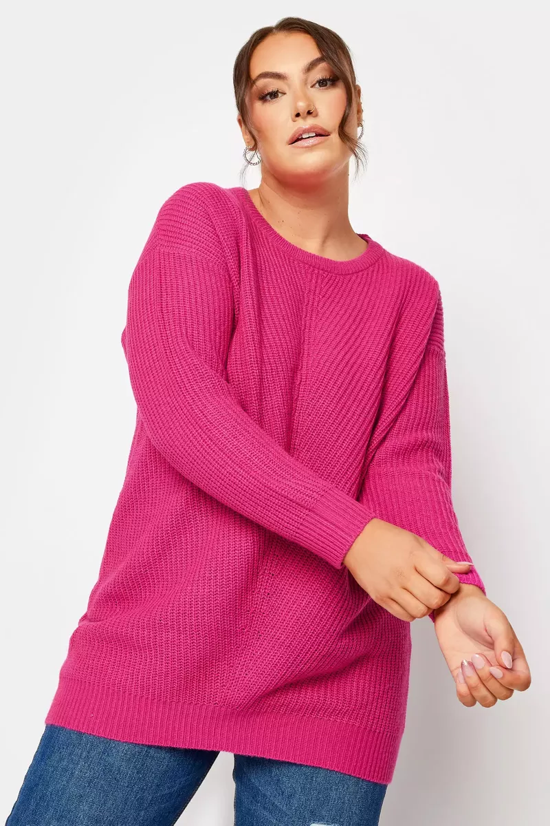 Rozā sieviešu džemperis, lielie izmēri i-veikalā jandase.lv